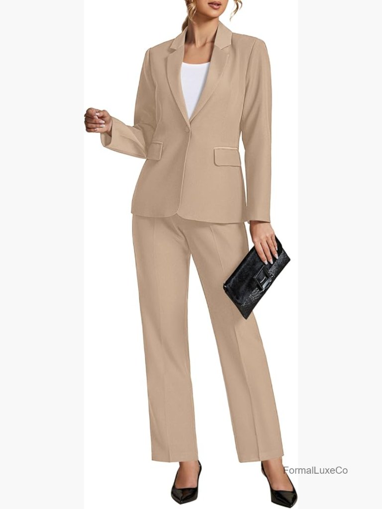 Women's Dressy 2 Piece Blazer And Straight Leg Pants Set Business Casual